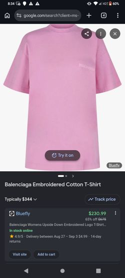 Balenciaga Upside Down Embroidered T-Shirt Pink