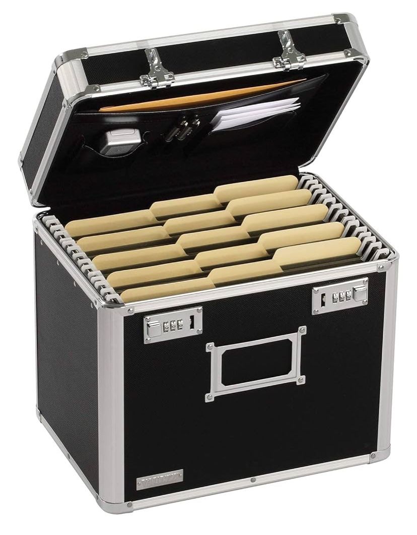 Vaultz Locking File Organizer Box (13.5x13.25x10.5”)