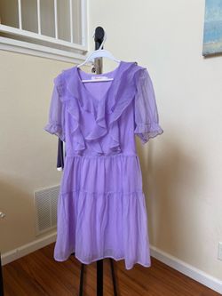 Light Purple Long Casual Dress with Ruffles Size S