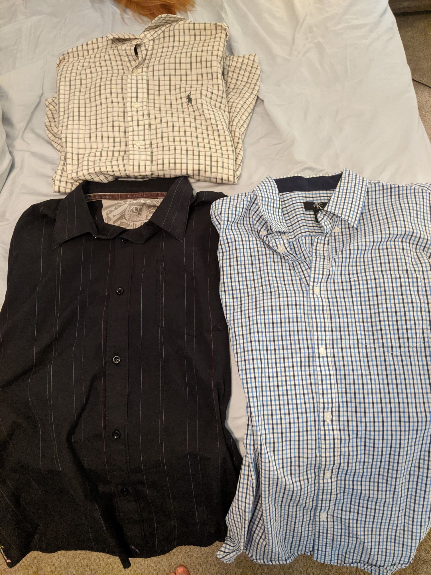 Mens dress shirts, short and long sleeve, size L