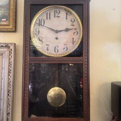 Antique Session Store Regulator Wall Clock - 15 ½x4 ½x36”