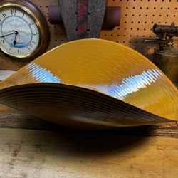 Vintage Yalos Casa Murano Large Ribbed Art Glass Bowl