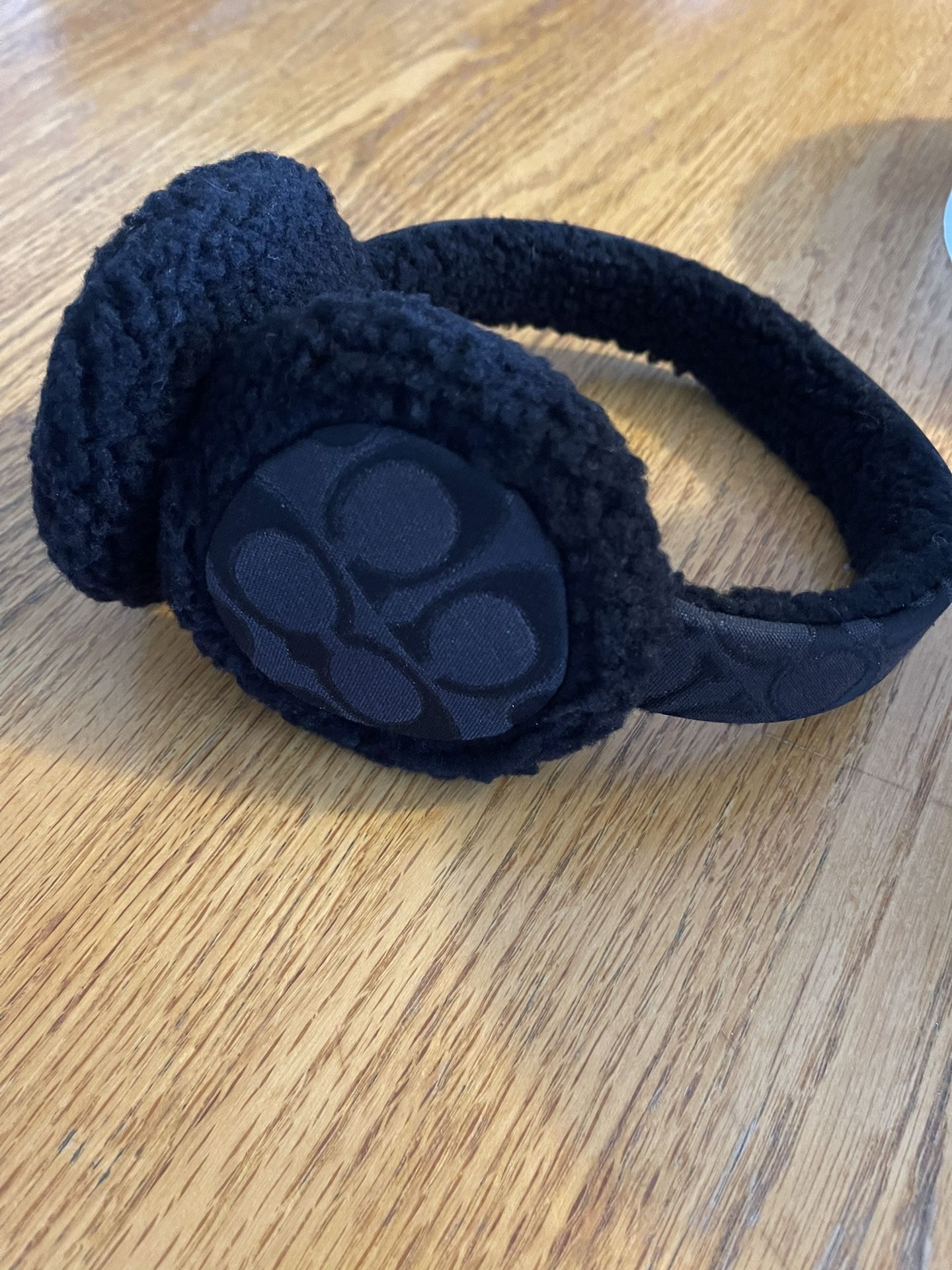 Coach Black Shearling Earmuffs