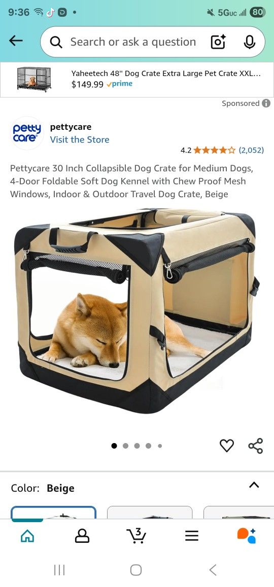 Portable Folding Pet Crate 30× 21 21