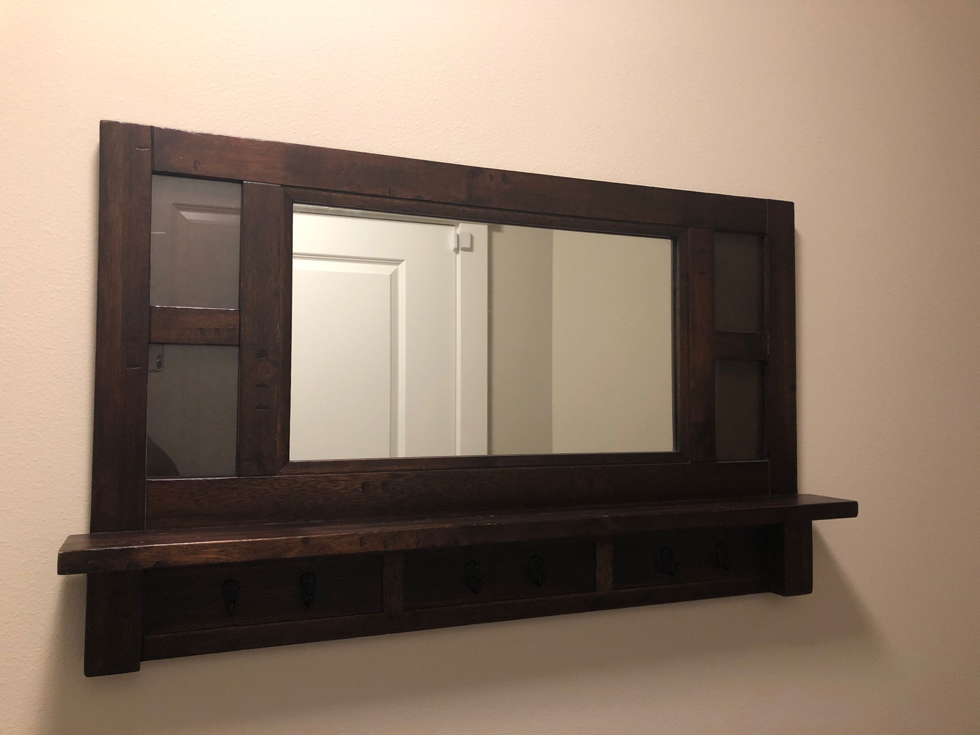 Pottery Barn Wall Mirror with Hooks