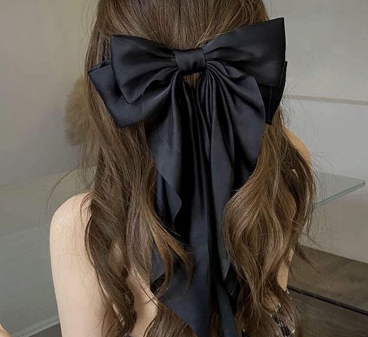 New Women’s Black Hair Bow Clip 