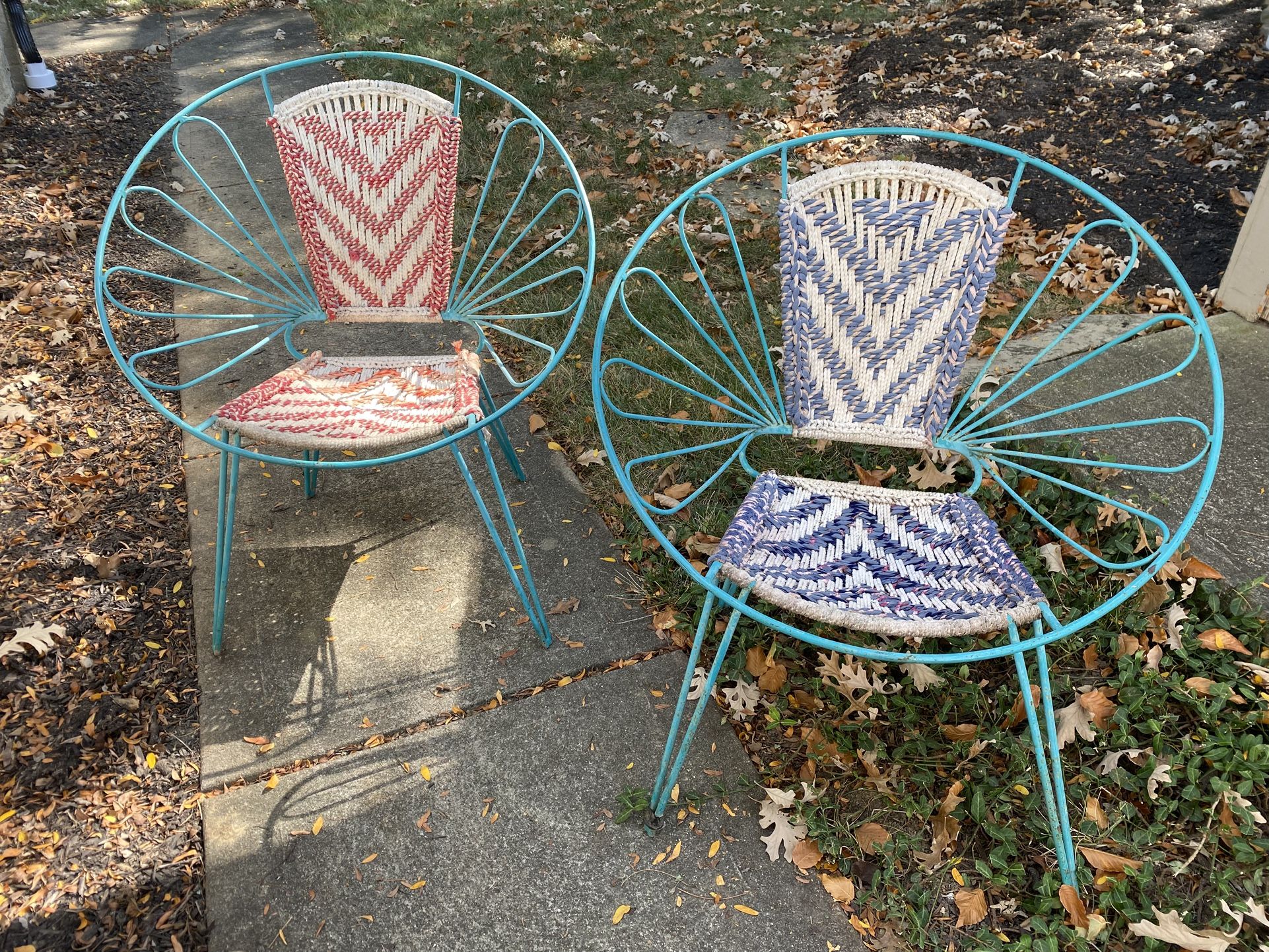 Vintage Pair Of Loop Wire Bucket Chairs 