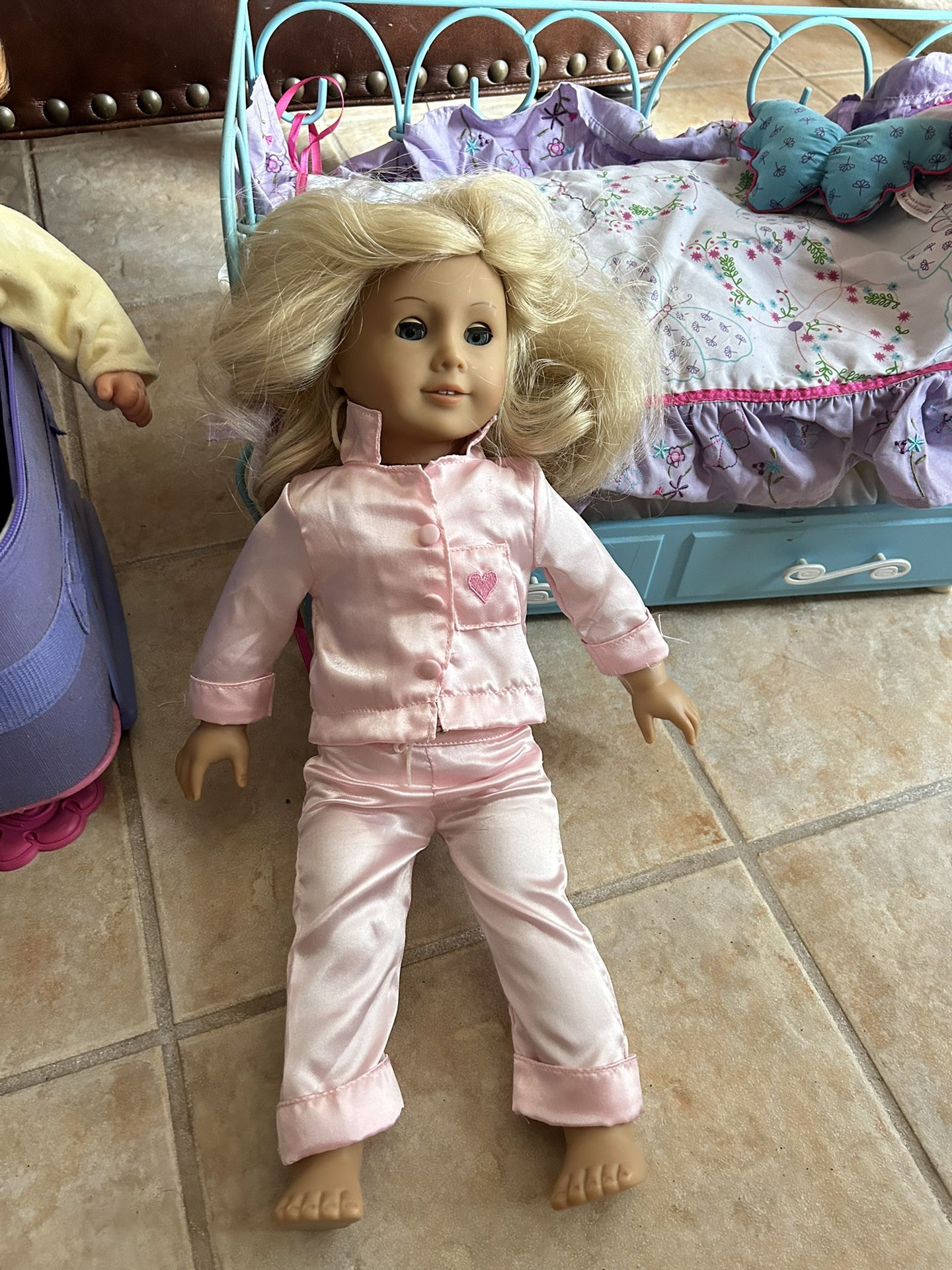 American Girl Doll With Two More Dolls, Trundle Bed And Clothes And Accessories