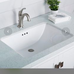 23-Inch Rectangular Undermount White Porcelain Ceramic Bathroom Sink With Overflow, KCU-251 23-In Undermount