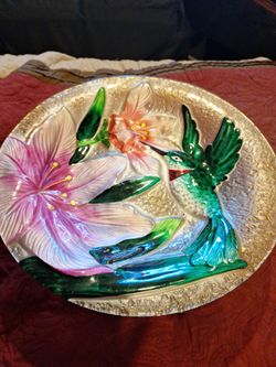 19 inch glass had painted birth bath