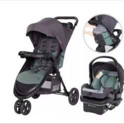 Sonar Cargo 3-Wheel Travel System with EZ-Lift-Desert Sage  Baby Trend 3-Wheel Stroller and Car Seat Combo with Optimal Storage.  Very good condition.