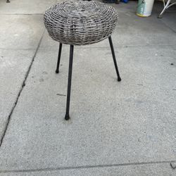 Small Vintage Wicker Stool