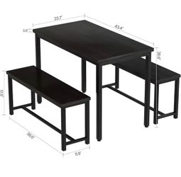 Dining Room Table Set with 2 Benches, Amazon listing says 4-6, probably 4 adults.