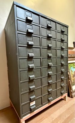 Vintage Hobart Metal Filing Cabinet, World War II Case Drawers