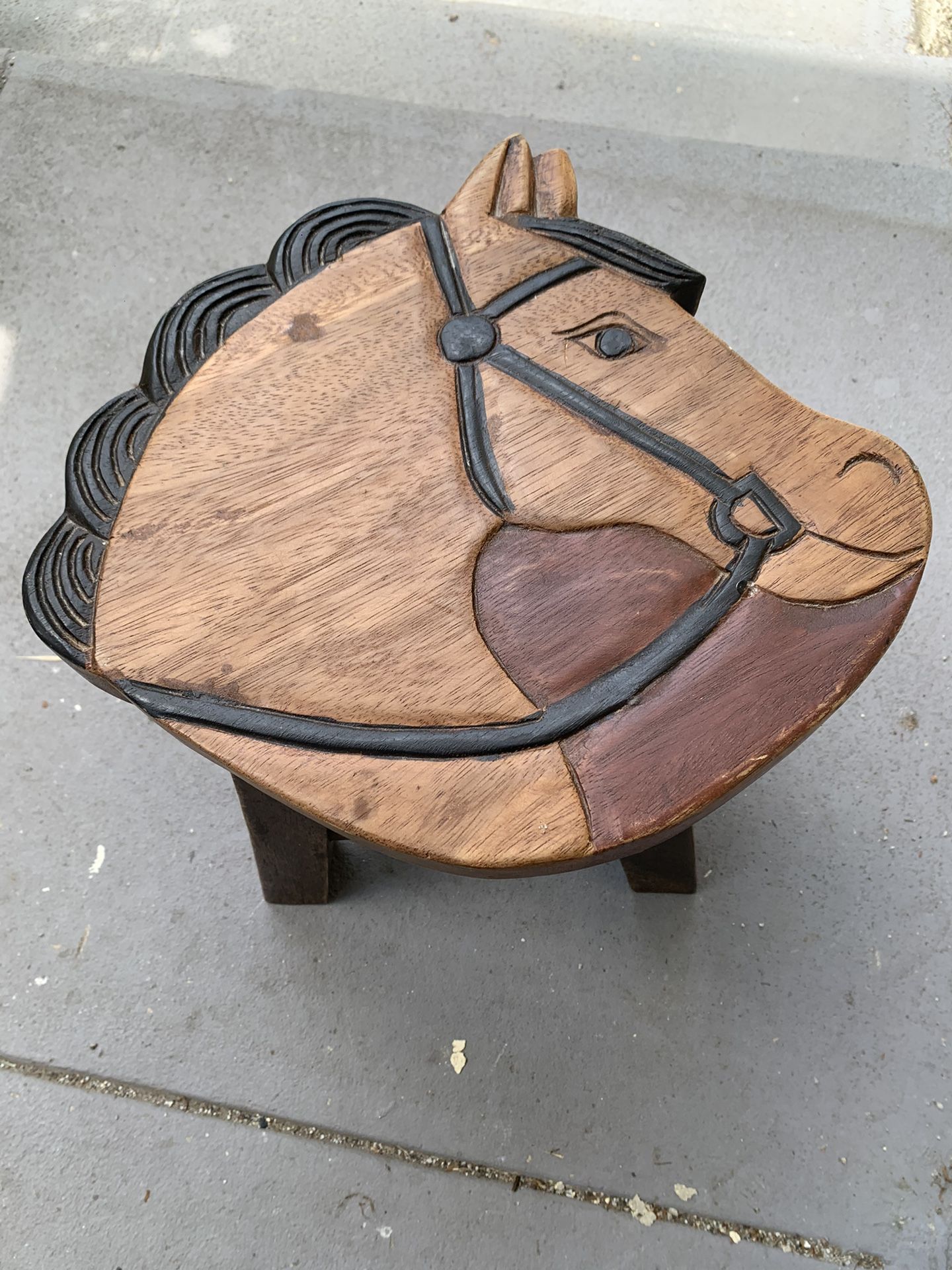 Kids Vintage Carved Wooden Horse Mare Folk Art Vtg Chair