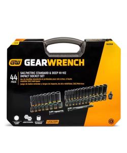 BRAND NEW Shop GEARWRENCH 3/8 in. Drive 6-Point Standard and Deep SAE/Metric Hi-Viz Impact Socket Set (44-Piece)