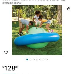 Inflatable Dome Rocker Bouncer, 8FT Outdoor Kids Giant Roll and Play Seesaw Rocker with 6 Handles for Outdoor Play, Inflatable Bounce $75