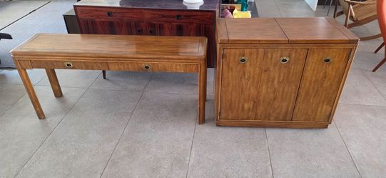 MCM Drexel bar cart & sofa table