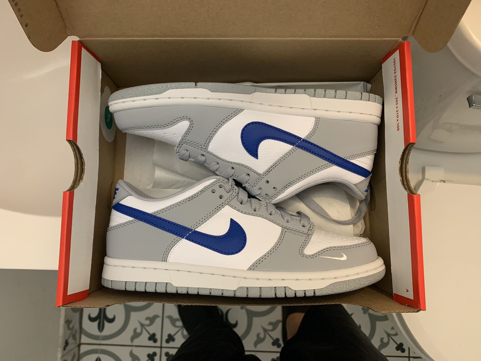 Ds Nike Air Dunk Low Wolf Grey Game Royal Size 4.5Y