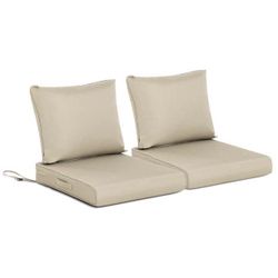 Outdoor Chair Cushions Set of 2, 21"x21", Water Resistant Patio Furniture Deep Seat Cushions, Khaki