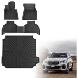 Floor Mats for BMW X5 2019-2026, All-Weather TPE Floor Liners BMW Accessories, 1st & 2nd Row & Trunk Mat Only Fit 5 Passenger