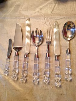 Gorgeous large serving utensils with lead crystal handles
