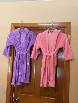 Kids Fleece Hooded Robes with Star Print