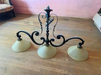 3-Light Wrought Iron Style Chandelier with Frosted Glass Shades