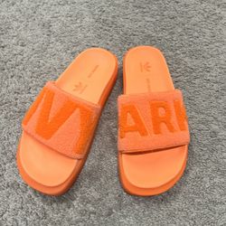 Ivy Park Neon Orange Slides