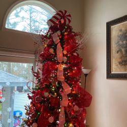 9ft Tree Ornaments Of Candycane Theme.   Only Ornaments 