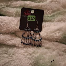 Blue 3 Tier Earrings 