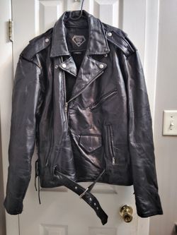 Men's Buffalo Leather Biker Jacket Size XL