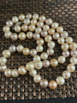 Hand Tied Natural Pearl Necklace 24”