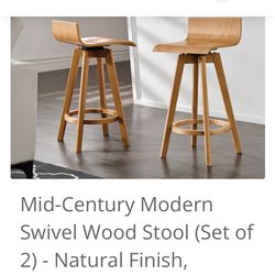 Swivel Wood Stools Set Of 2 , New 