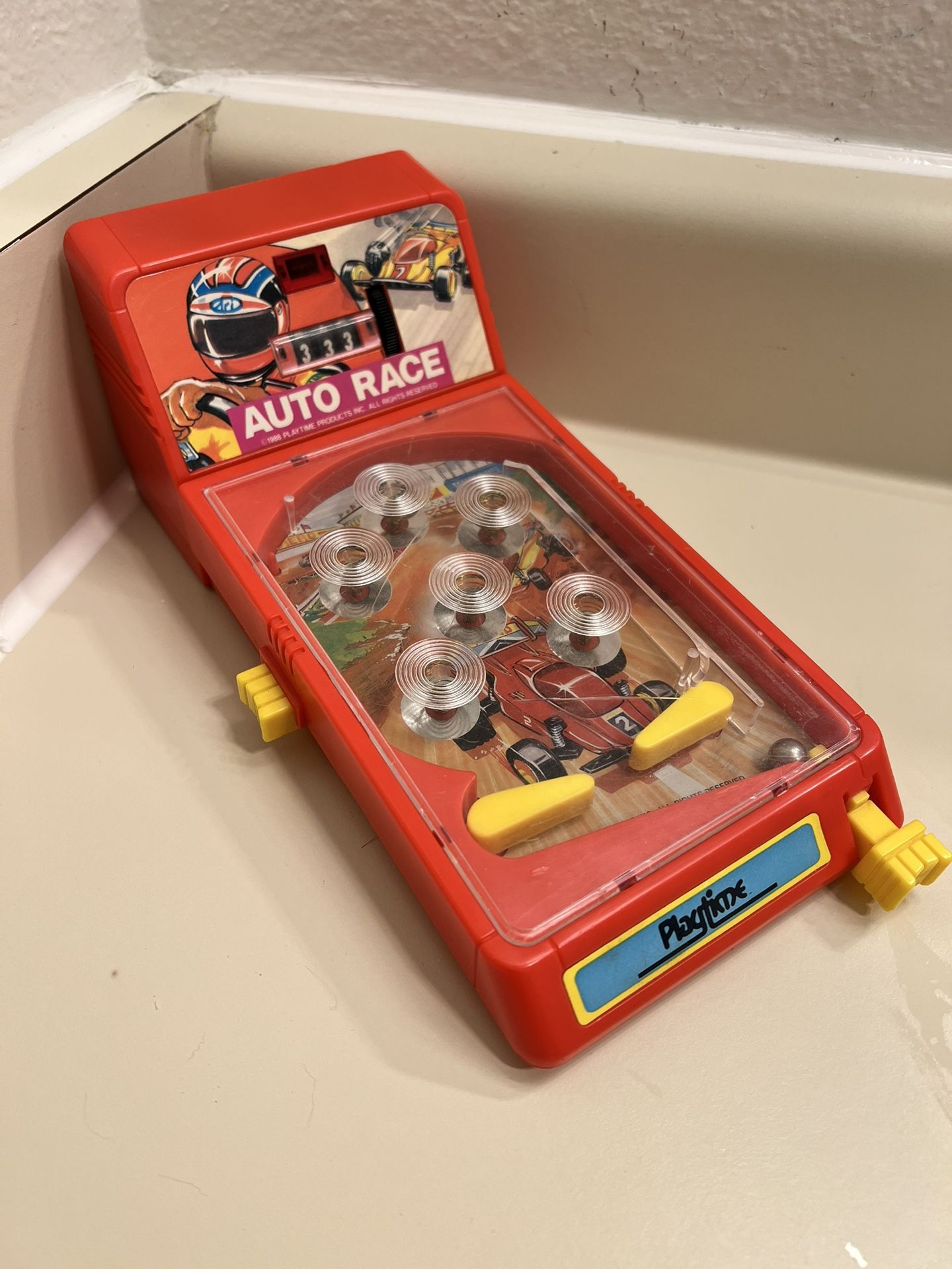 Vintage 1988 Playtime Fast Flipper Auto Race Pinball Game 