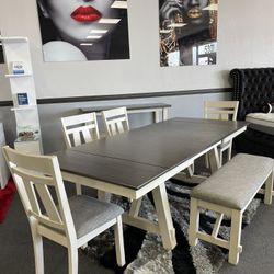 6PC Gray Dining Table Set