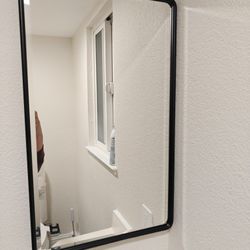Black Metal Framed Recessed Bathroom Medicine Cabinets w/ Mirror Rounded Rectangle Medicine Cabinet