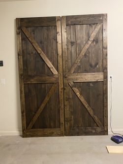 Custom barn doors and picnic tables