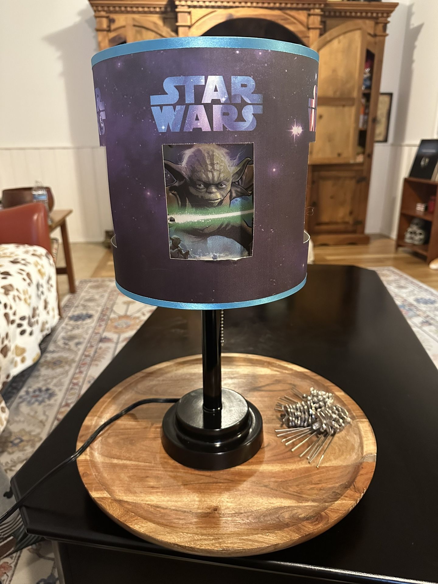 DISNEY STAR WARS YODA, DARTH VADER, STORM TROOPER TABLE LAMP 18" DOUBLE SHADE