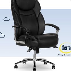 Serta Big & Tall Office Chair, Bonded Leather, Black