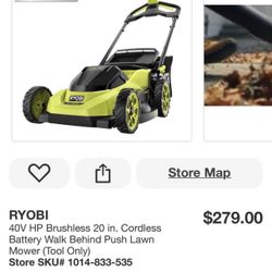 RYOBI 40V HP Brushless 20 in. Cordless Battery Walk Behind Push Lawn Mower (Tool Only)