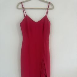 NSR Vibrant Pink Midi Dress With Slit