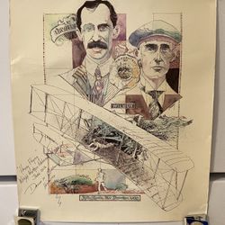Rare SINGED 2016 Color Drawing Print Wight Brothers National Memorial 15x18”