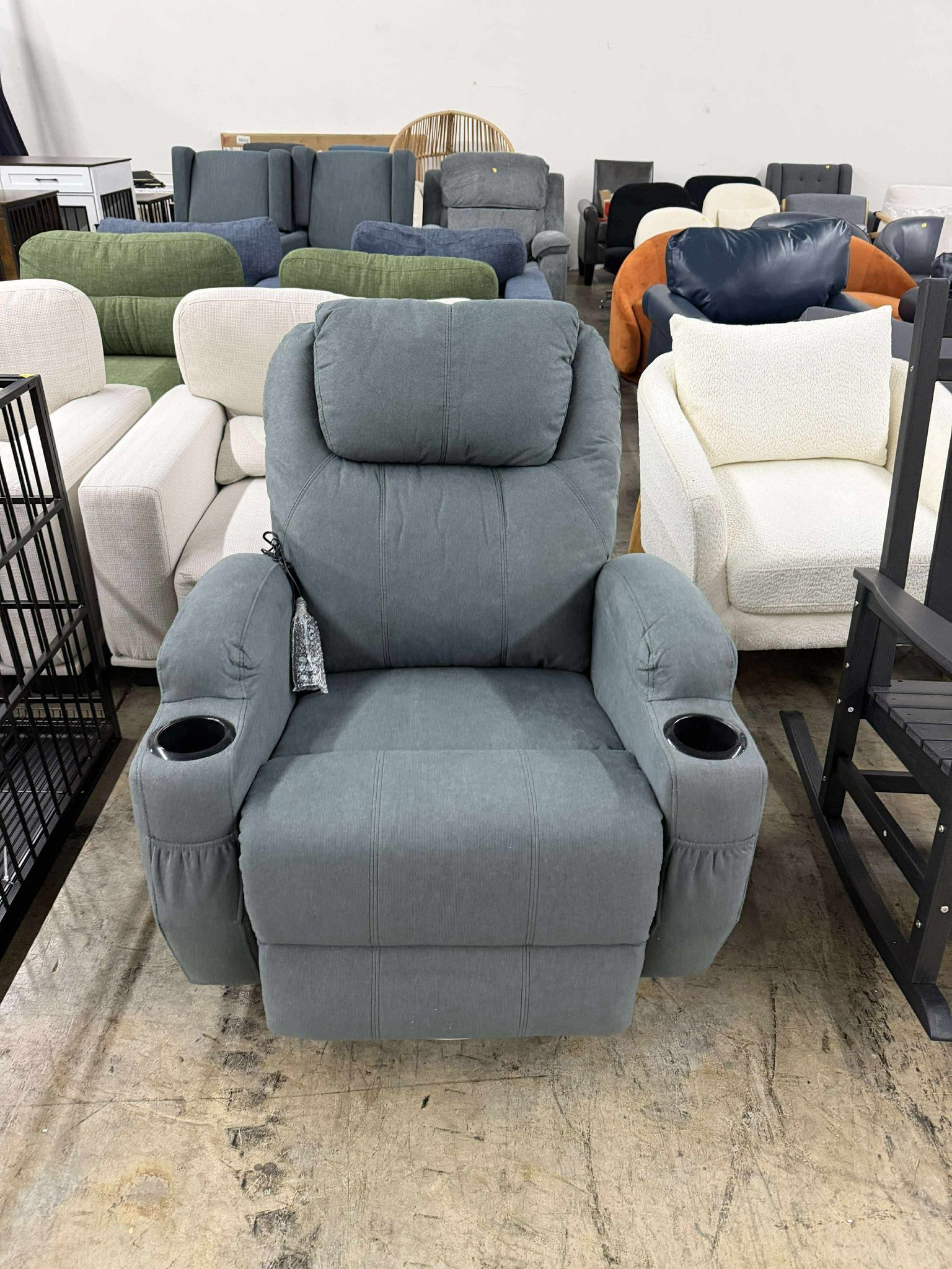 Swivel Rocker Recliner Chair with Vibration Massage, 360° Swivel Recliner