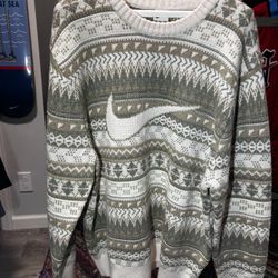 NEW MENS NIKE LIFE FAIR ISLE SWOOSH SWEATER OREWOOD LARGE MEN Wool NWT