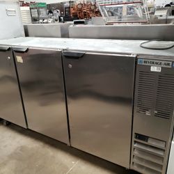 Used Beverage Air 72"L Back Bar Refrigerated Cooler With Galvanized Top