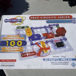 Snap Circuits Jr. SC-100 Electronics Exploration Kit.  It includes over 30 snap-together parts to build more than 100 different electronic projects.  