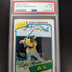 1980 Topps #482 Rickey Henderson RC Oakland Athletics HOF EX-MT 6