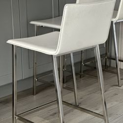Counter Height White Leather Stool