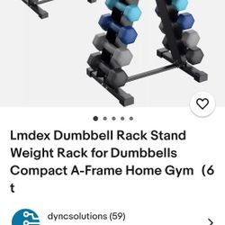 Lmdex Dumbbell Rack Stand Weight Rack for Dumbbells Compact A-Frame Home Gym（6 t